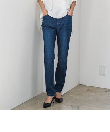 【大きいサイズ】【biyori】”しゃがんでも走っても、ノンストレス”デニムレギパン≪洗濯機で洗える≫