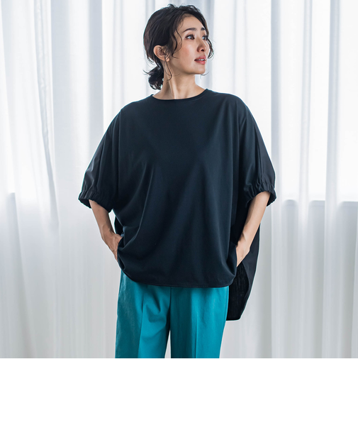 【biyori】異素材ドルマンプルオーバー≪手洗い可能≫