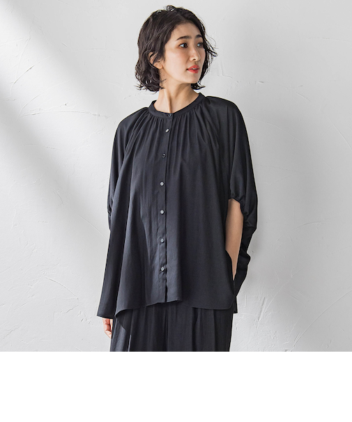 【WEB限定】ドルマンギャザーブラウス≪手洗い可能≫