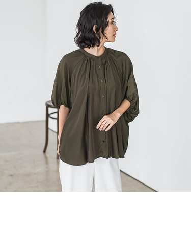 【WEB限定】ドルマンギャザーブラウス≪手洗い可能≫