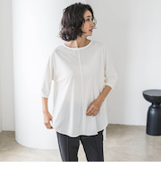 【大きいサイズ】【biyori】“ブラウスのような”万能Tシャツ≪洗濯機で洗える≫