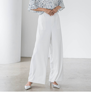 【大きいサイズ】パッチポケットワイドパンツ≪洗濯機で洗える≫