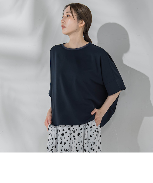 ハイストレッチカットソーブラウス≪洗濯機で洗える≫