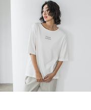 【大きいサイズ】【biyori】刺繍ロゴTシャツ≪洗濯機で洗える≫