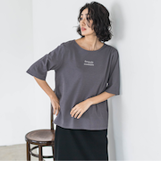 【大きいサイズ】【biyori】刺繍ロゴTシャツ≪洗濯機で洗える≫