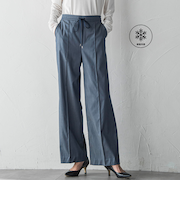 【WEB限定】デニム見えシャンブレーワイドパンツ≪洗濯機で洗える≫