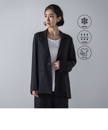 【大きいサイズ】【旅楽シリーズ/極】メランジツイルジャケット≪手洗い可能≫