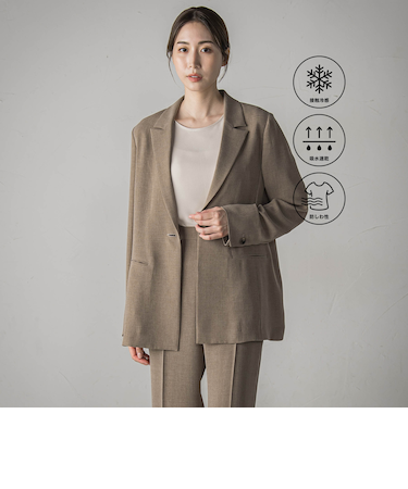 【大きいサイズ】【旅楽シリーズ/極】メランジツイルジャケット≪手洗い可能≫