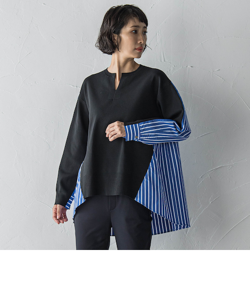 ラエフ（la．f．．．）/【大きいサイズ】バックギャザー切り替えニット≪手洗い可能≫ 大きいサイズ】バックギャザー切り替えニット≪手洗い可能≫｜ラエフの