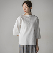 ”体型を気にせず着られる”リブカットソー≪手洗い可能≫