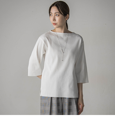 ”体型を気にせず着られる”リブカットソー≪手洗い可能≫