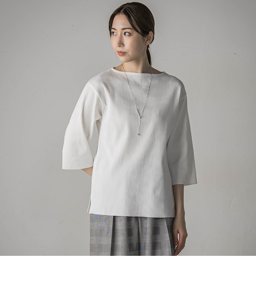 ”体型を気にせず着られる”リブカットソー≪手洗い可能≫