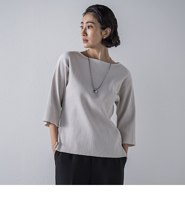 ”体型を気にせず着られる”リブカットソー≪手洗い可能≫