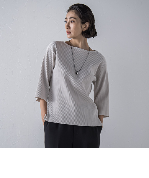 ”体型を気にせず着られる”リブカットソー≪手洗い可能≫