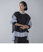 【biyori】”着こなし自在”2wayピーチポプリンジレ≪洗濯機で洗える≫