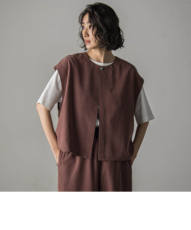 【biyori】”着こなし自在”2wayピーチポプリンジレ≪洗濯機で洗える≫