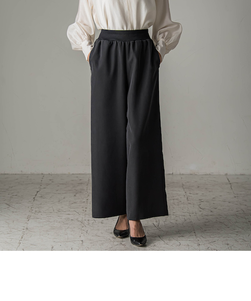 【biyori】”しっとりやわらかな風合い”ピーチポプリンリブパンツ≪洗濯機で洗える≫