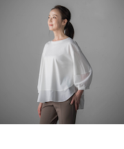 【大きいサイズ】スムースシフォンカットソー≪洗濯機で洗える≫