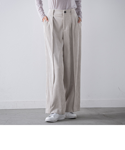 コーデュロイワイドパンツ≪洗濯機で洗える≫