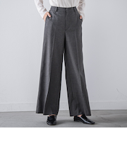 【大きいサイズ】キラメキストレッチワイドパンツ≪洗濯機で洗える≫