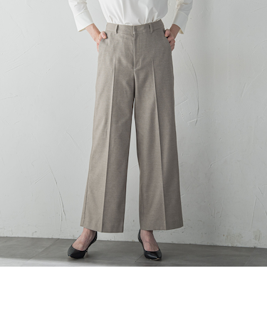 【大きいサイズ】キラメキストレッチワイドパンツ≪洗濯機で洗える≫