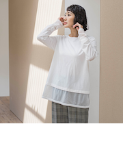 【WEB限定】”着映え万能ロンＴ”シアードッキング≪洗濯機で洗える≫