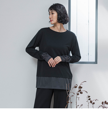 【WEB限定/大きいサイズ】”着映え万能ロンＴ”シアードッキング≪洗濯機で洗える≫