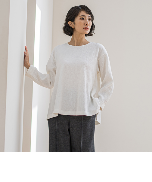 つぶつぶジョーゼットカットソー≪洗濯機で洗える≫