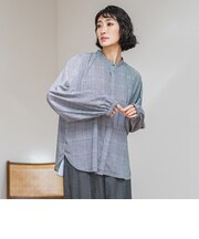 ジョーゼットチェックブラウス≪洗濯機で洗える≫