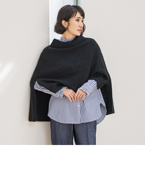 【大きいサイズ】【biyori】ケープニット≪手洗い可能≫