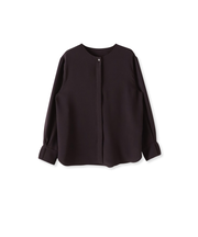 【大きいサイズ】メランジツイルノーカラーブラウス≪洗濯機で洗える≫