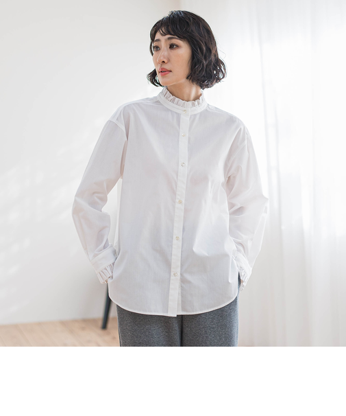 【大きいサイズ】ネックフリルブラウス