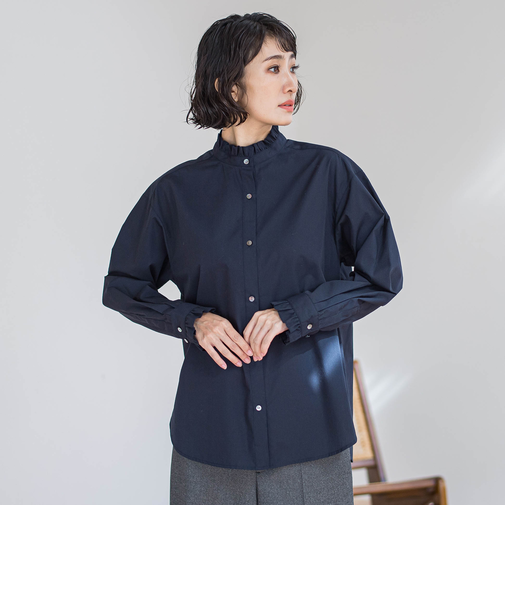 【大きいサイズ】ネックフリルブラウス