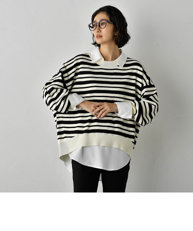 【WEB限定】”3コーデが叶う2点セット”ニット×シャツ≪手洗い可能≫