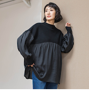 【WEB限定】”1枚でサマになる”ふんわりドッキングニット