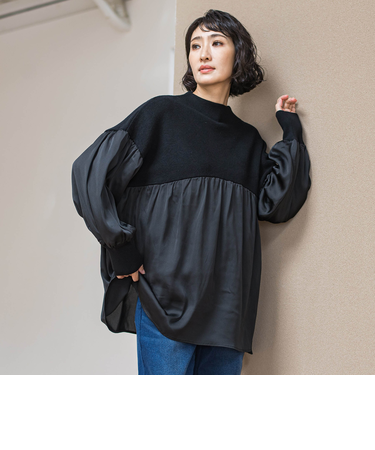 【WEB限定】”1枚でサマになる”ふんわりドッキングニット