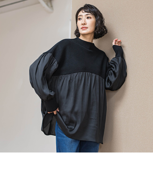 【WEB限定】”1枚でサマになる”ふんわりドッキングニット