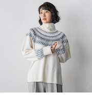 【大きいサイズ】フェアアイル柄ニット