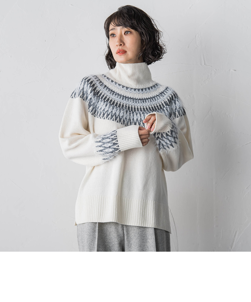 【大きいサイズ】フェアアイル柄ニット