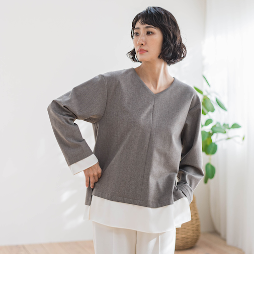 ピクシエスタVネックブラウス≪洗濯機で洗える≫