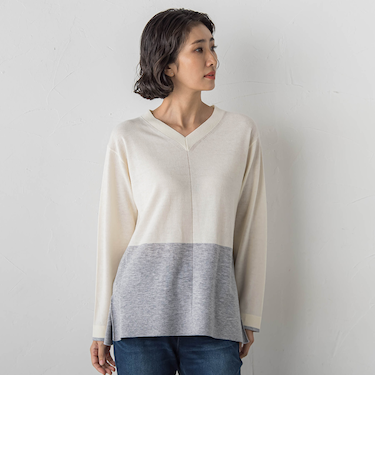 ファインウールVネックニット