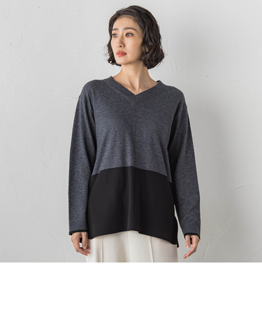 【大きいサイズ】ファインウールVネックニット