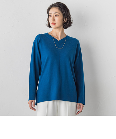 【大きいサイズ】ファインウールVネックニット