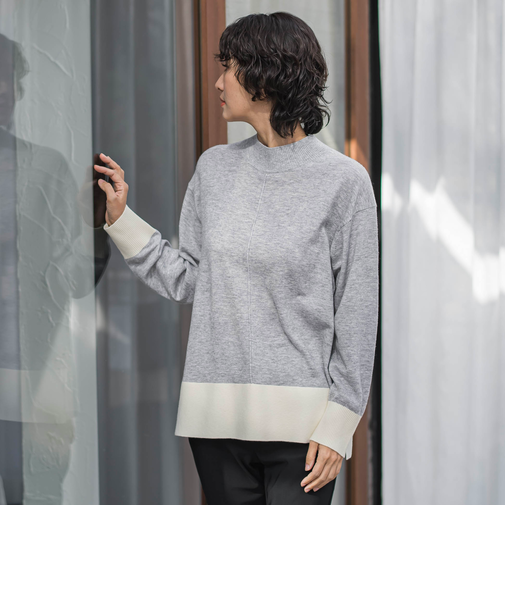 【大きいサイズ/新色追加】ファインウールハイネックニット