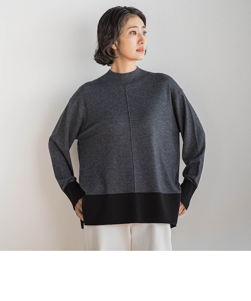 【大きいサイズ】ファインウールハイネックニット