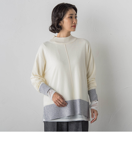 ファインウールハイネックニット