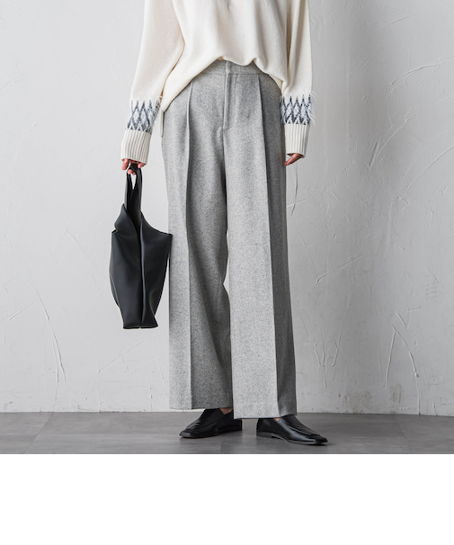 【大きいサイズ】ウールラメシャンブレーパンツ