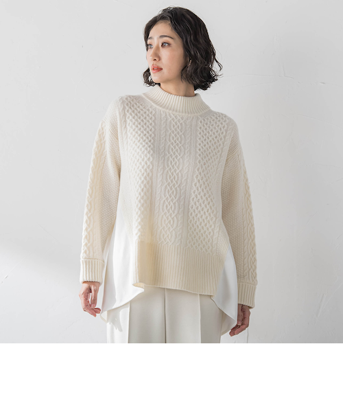 大きいサイズ】ハミルトンケーブル切り替えニット｜ラエフの通販