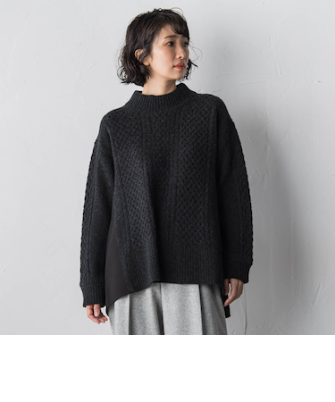 【大きいサイズ】ハミルトンケーブル切り替えニット