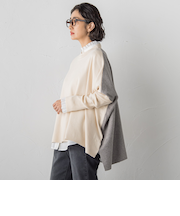 【WEB限定】”前後で印象が変わる”ドルマンバイカラーニット